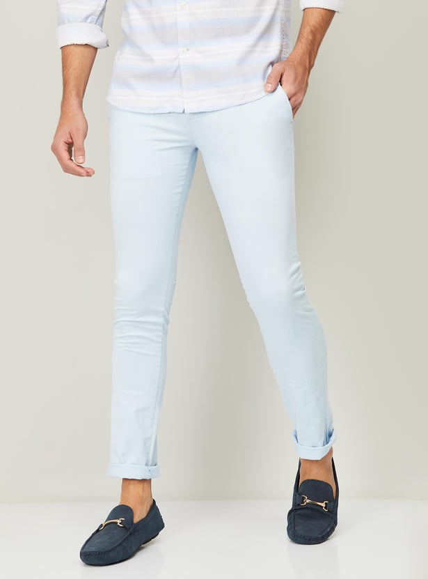 ALLEN SOLLY Men Solid Slim Fit Casual Trousers