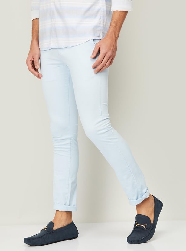 ALLEN SOLLY Men Solid Slim Fit Casual Trousers
