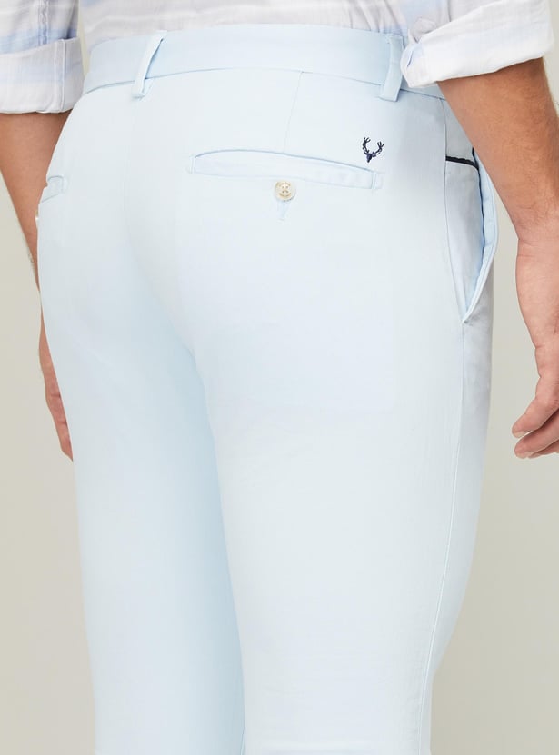 ALLEN SOLLY Men Solid Slim Fit Casual Trousers