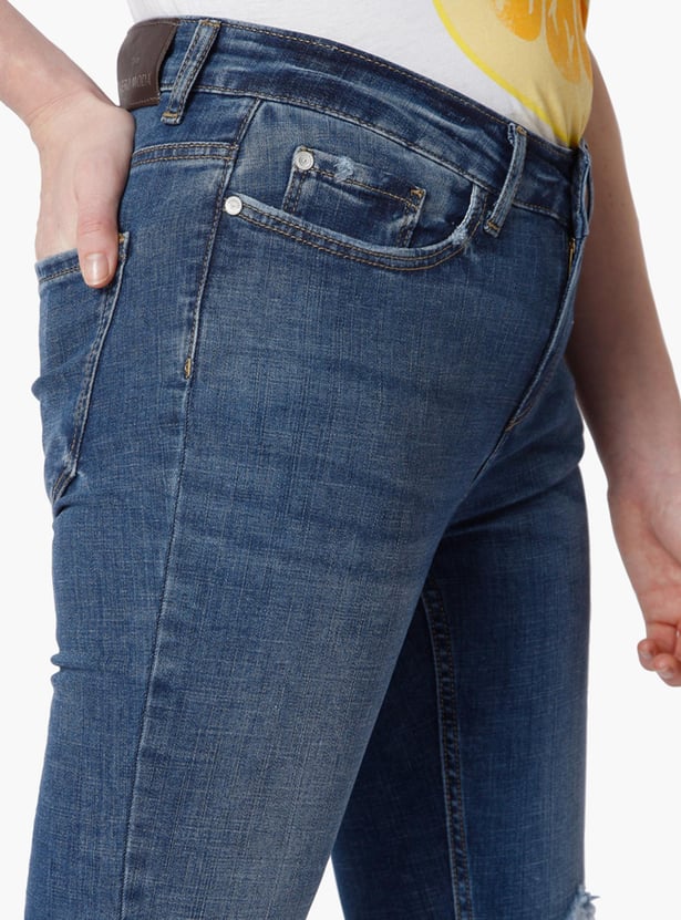 Vero Moda High Waisted Blue Ripped Skinny Jeans Buy VERO MODA Women  Stonewashed Skinny Fit Ripped Jeans From Vero