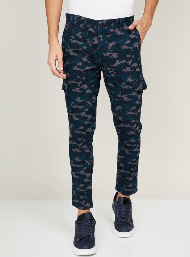 Buy POLO Men Camouflage Print Slim Fit Casual Trousers