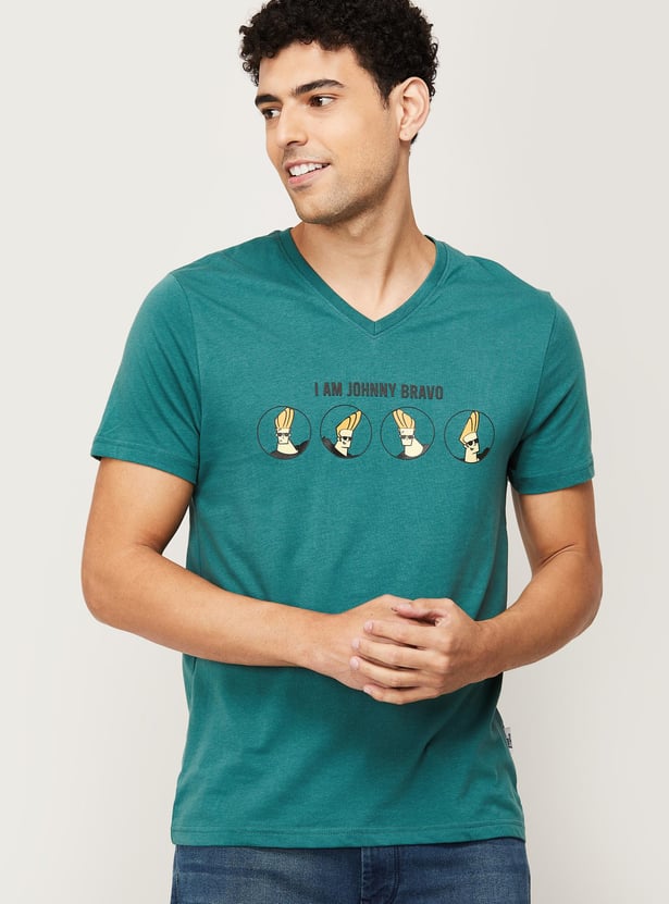 Buy FAME FOREVER Men Printed V-Neck T-shirt from Fame Forever at