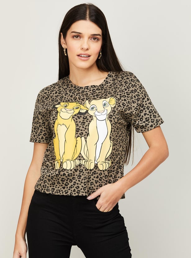 Buy GINGER Women Disney Nala Printed Round Neck T-shirt from