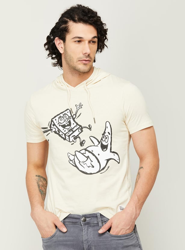 Buy FAME FOREVER Men Printed Hooded T-shirt from Fame Forever at