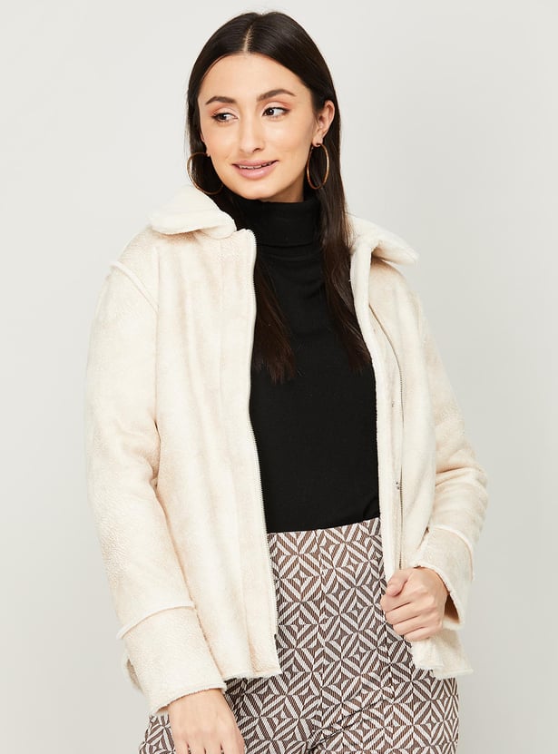 Buy CODE Women Textured Zip-Front Casual Jacket from CODE at just