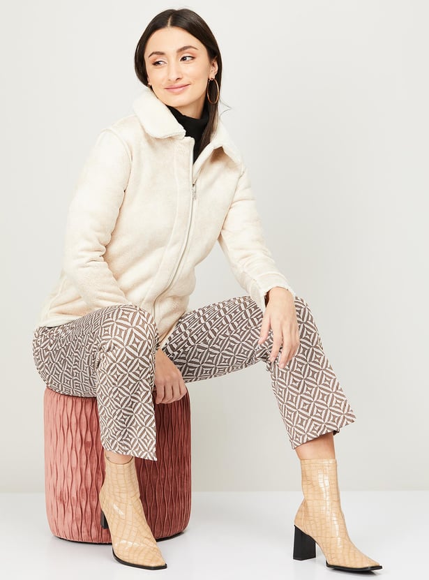 Buy CODE Women Textured Zip-Front Casual Jacket from CODE at just