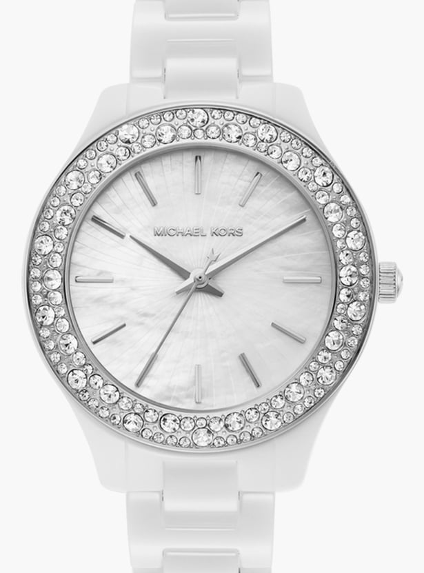 Buy MICHAEL KORS Women Embellished Analog Watch with Ceramic Bracelet Strap MK4649I from Michael Kors at just INR 25995.0