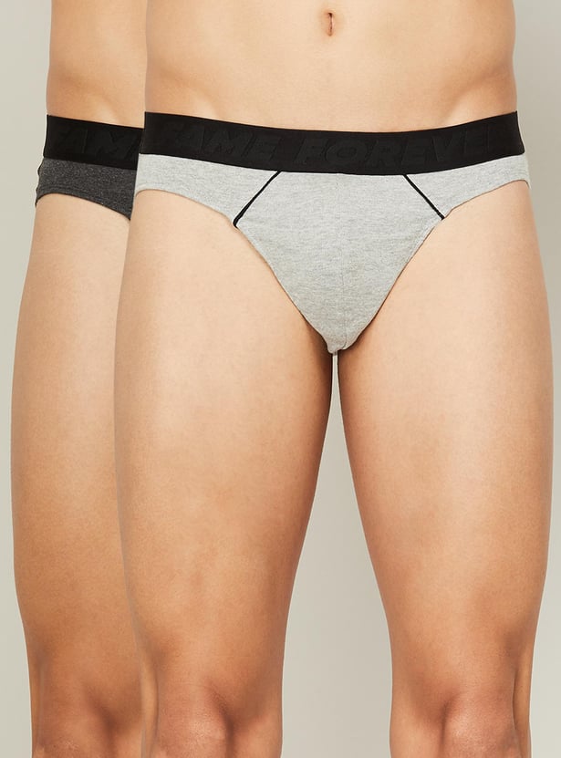 FAME FOREVER Men Striped Elasticated Briefs - Set of 2