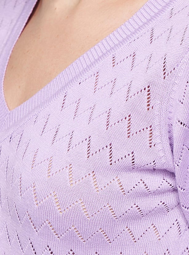 Buy AND Women Textured V-Neck Top from AND at just INR 1699.0