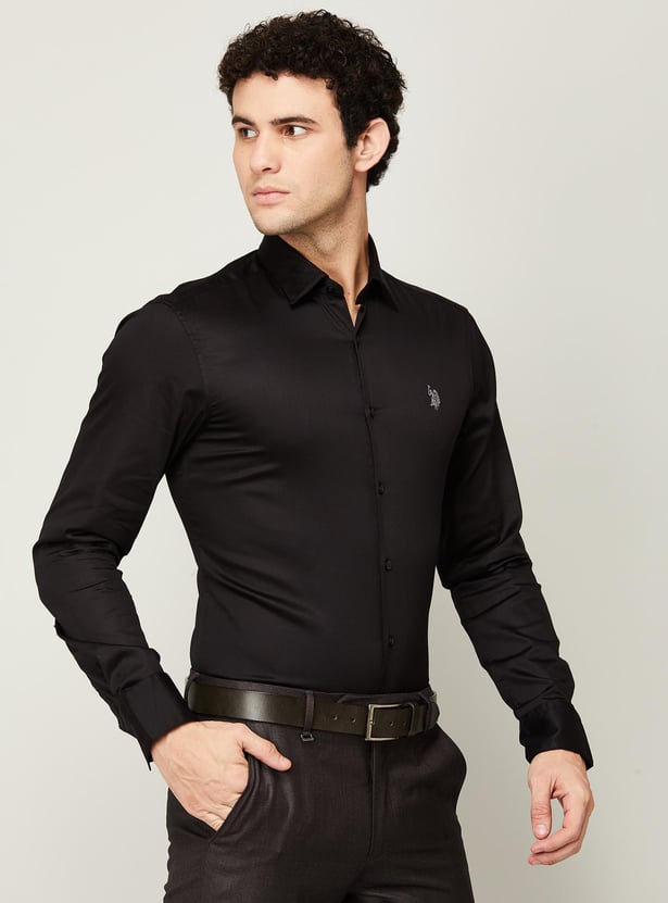 Buy POLO Men Solid Full Sleeves Regular Fit Formal