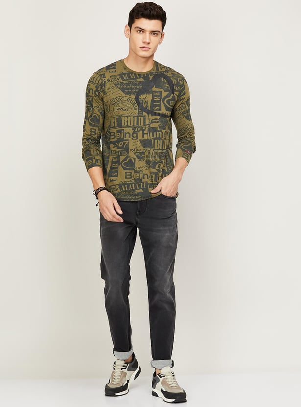 Buy BEING HUMAN Men Graphic Printed Long Sleeve Slim Fit T-shirt
