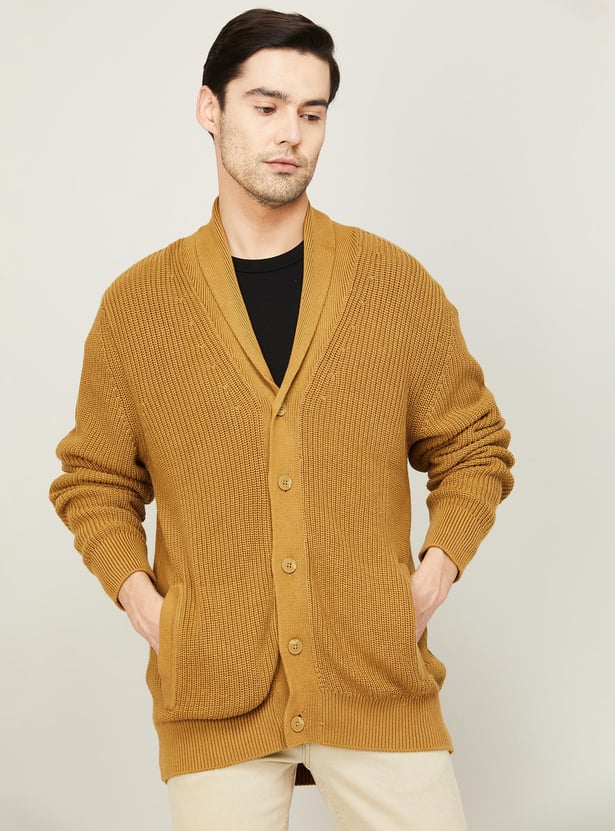 Buy CELIO men Textured Shawl Collar Buttoned Front Cardigan from