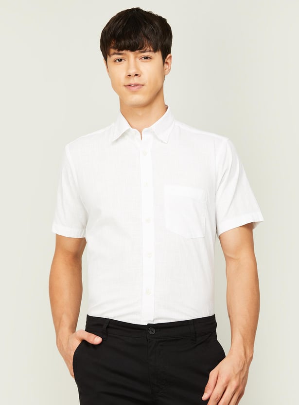 Buy COLORPLUS Men Solid Half Sleeves Slim Fit Casual Shirt from