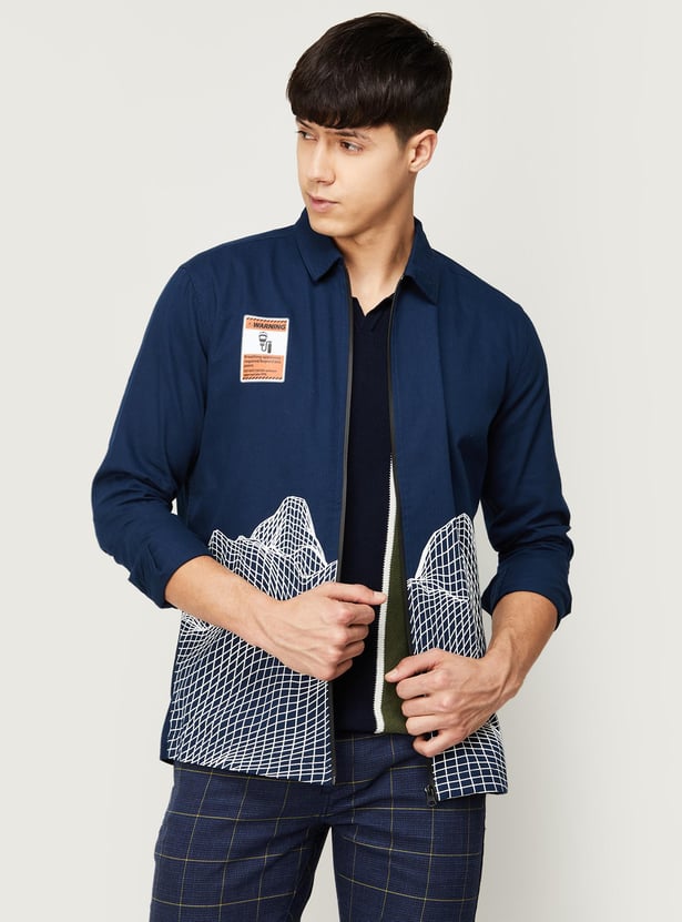 Buy JACK & JONES Men Abstract Printed Zip Closure Regular