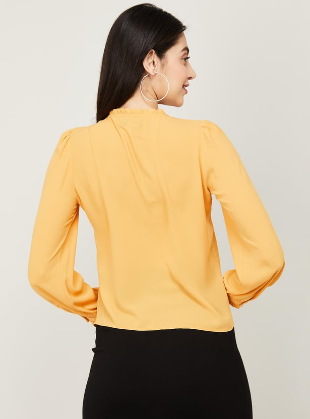 Buy CODE CLASSIC Women Solid Top with Frill Trim from Code Classic