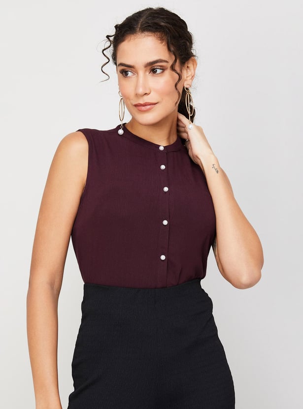 FAME FOREVER Women Solid Sleeveless Casual Top