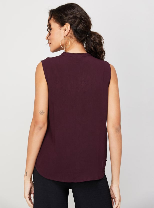 FAME FOREVER Women Solid Sleeveless Casual Top