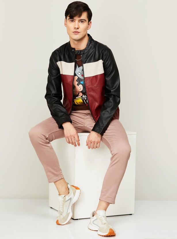 Buy UNITED COLORS OF BENETTON Men Colourblock Band Collar Biker