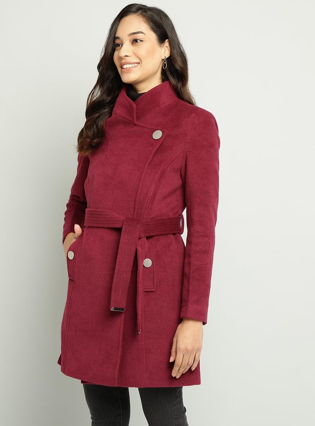 Buy MADAME Women Textured Double Breasted Trenchcoat from Madame at just INR 6199.0