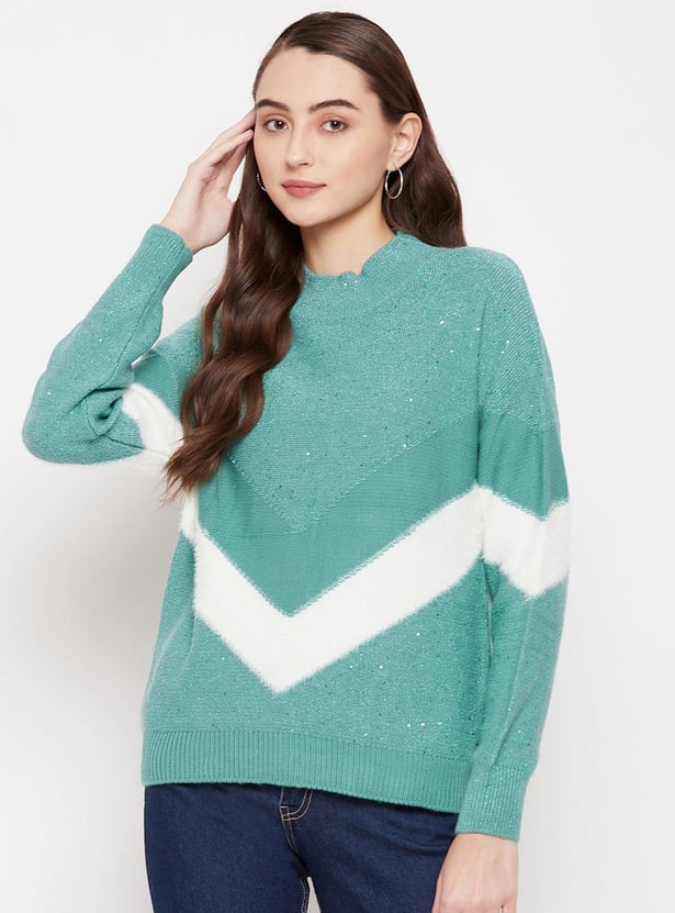 Buy MADAME Women Embellished Drop Shoulder Sweater from Madame at just INR 2699.0