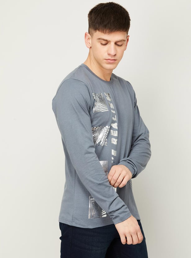 Buy BOSSINI Men Printed Full Sleeves Slim Fit T shirt from Bossini at just INR 999.0