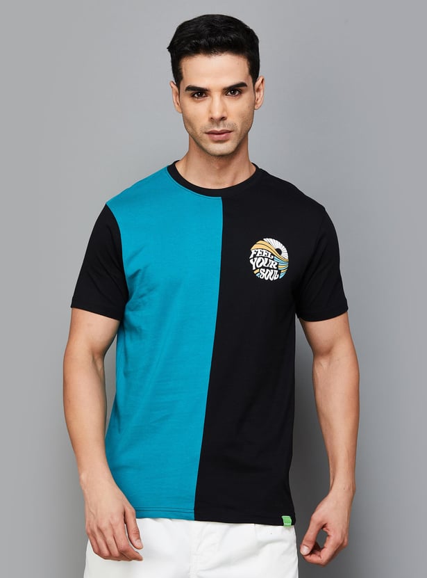 BOSSINI Men Colorblocked Crew Neck T-shirt
