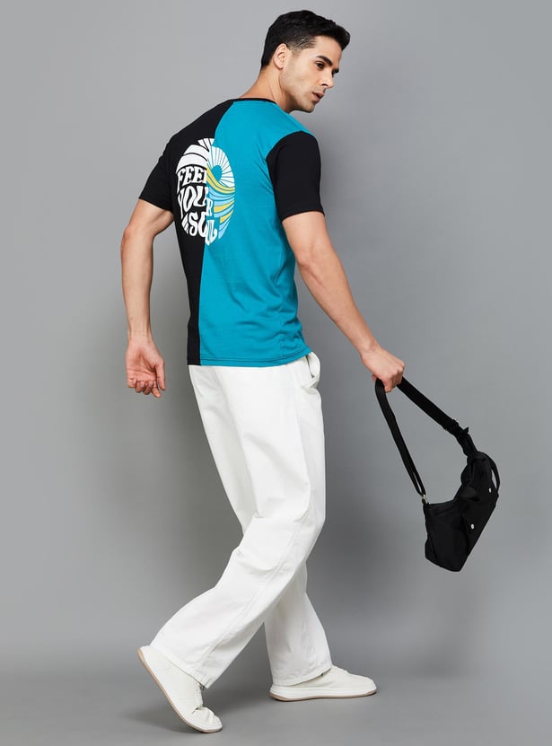 BOSSINI Men Colorblocked Crew Neck T-shirt