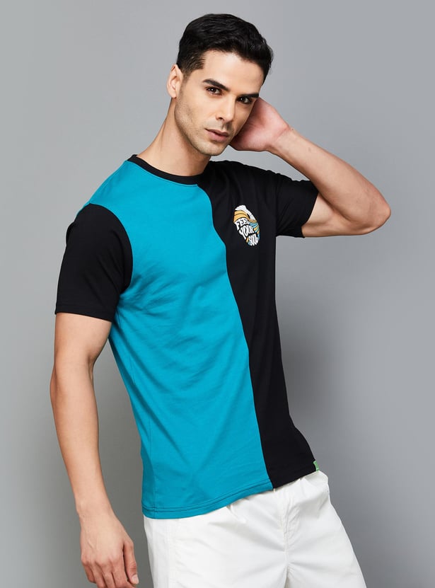 BOSSINI Men Colorblocked Crew Neck T-shirt