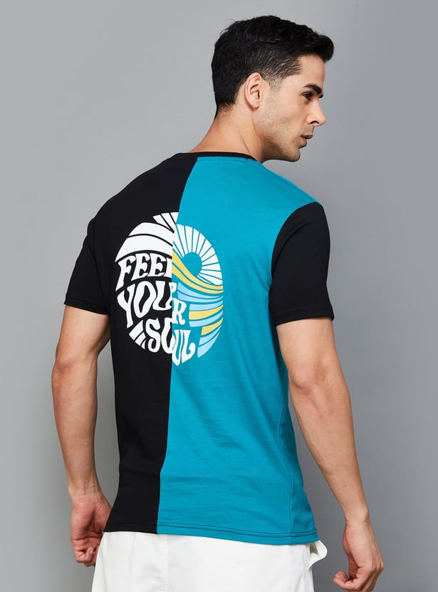 BOSSINI Men Colorblocked Crew Neck T-shirt