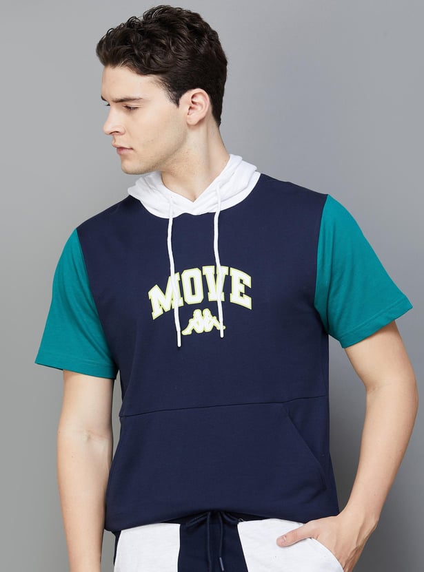 Buy KAPPA Men Colourblocked Hooded Sweatshirt from Kappa at just