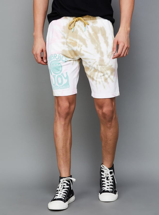 SMILEY Men Tie-Dye Printed Elasticated Casual Shorts