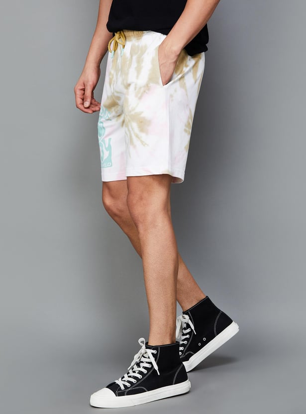 SMILEY Men Tie-Dye Printed Elasticated Casual Shorts