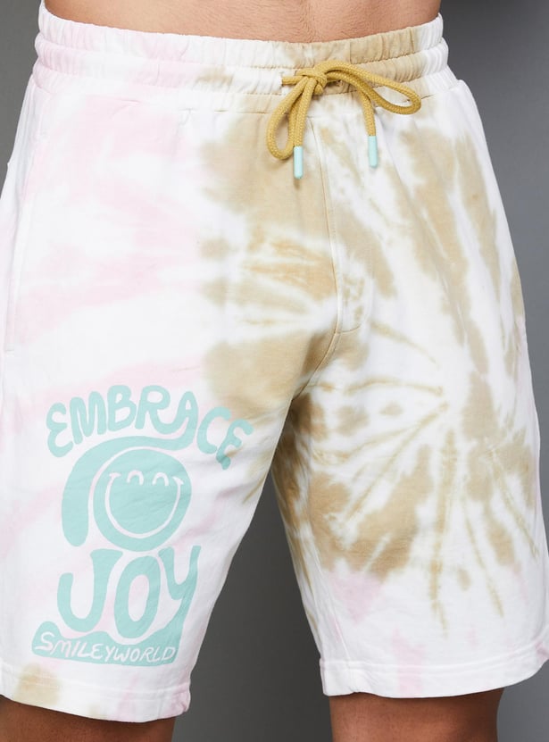 SMILEY Men Tie-Dye Printed Elasticated Casual Shorts