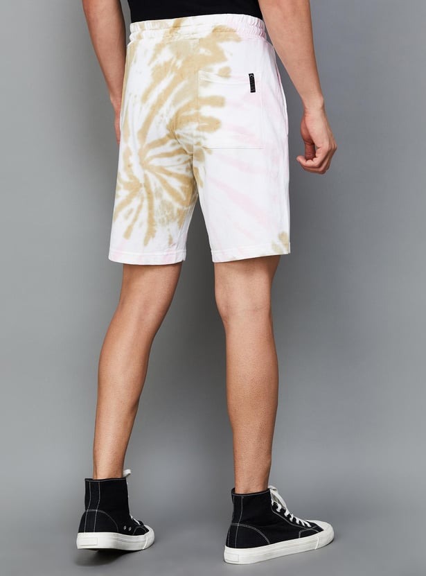SMILEY Men Tie-Dye Printed Elasticated Casual Shorts