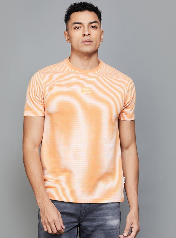 FAME FOREVER Men Striped Regular Fit T-shirt