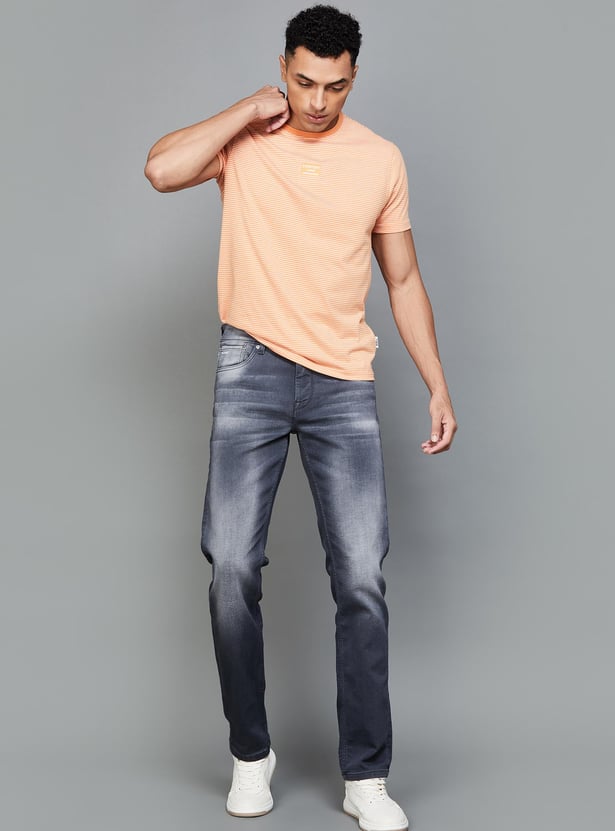 FAME FOREVER Men Striped Regular Fit T-shirt