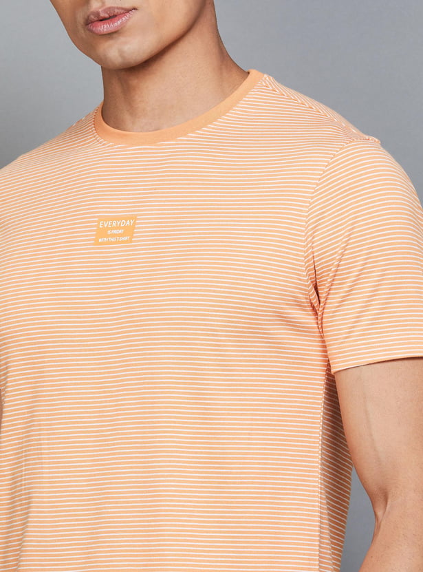FAME FOREVER Men Striped Regular Fit T-shirt