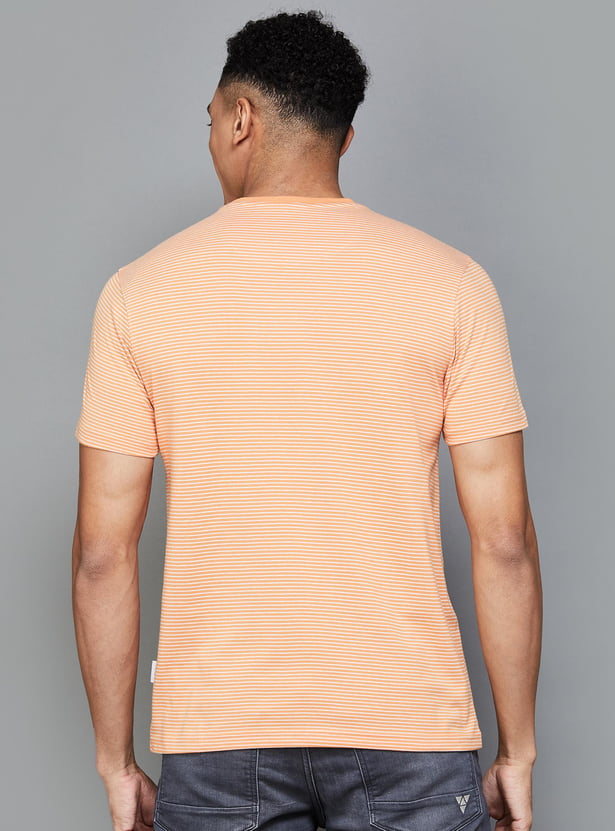 FAME FOREVER Men Striped Regular Fit T-shirt