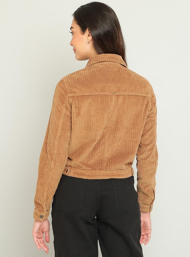 Buy XPOSE Women Textured Flap Pockets Corduroy Jacket from Xpose at