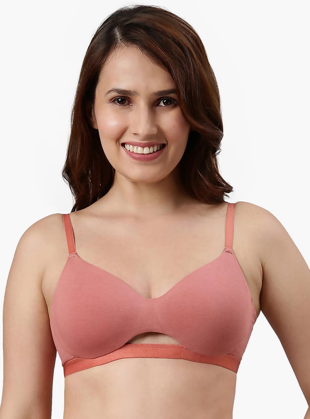 ENAMOR Solid Padded Non-Wired Balconette Bra