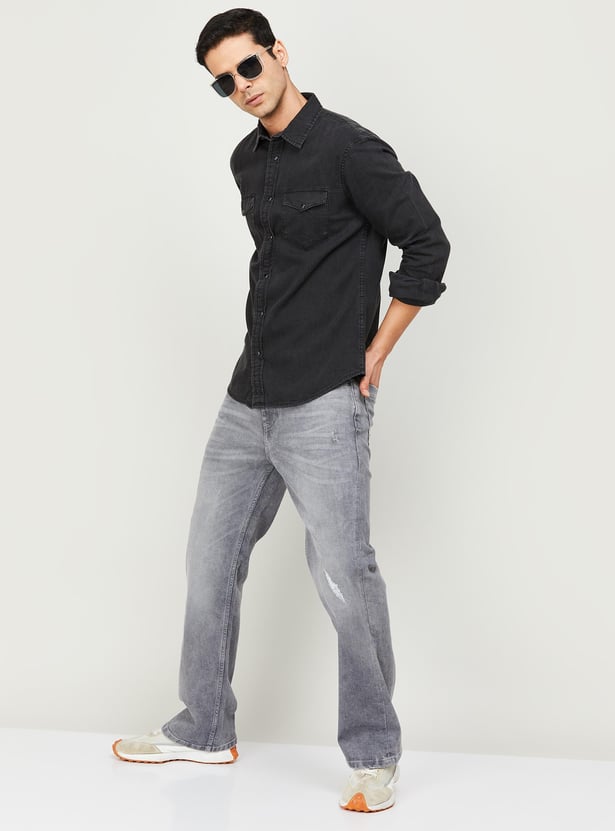 Buy FORCA Men Washed Bootcut Jeans from Forca at just INR