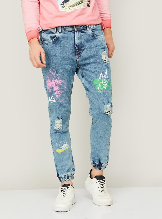 Buy FORCA Men Distressed Faded Jogger Jeans from Forca at just INR