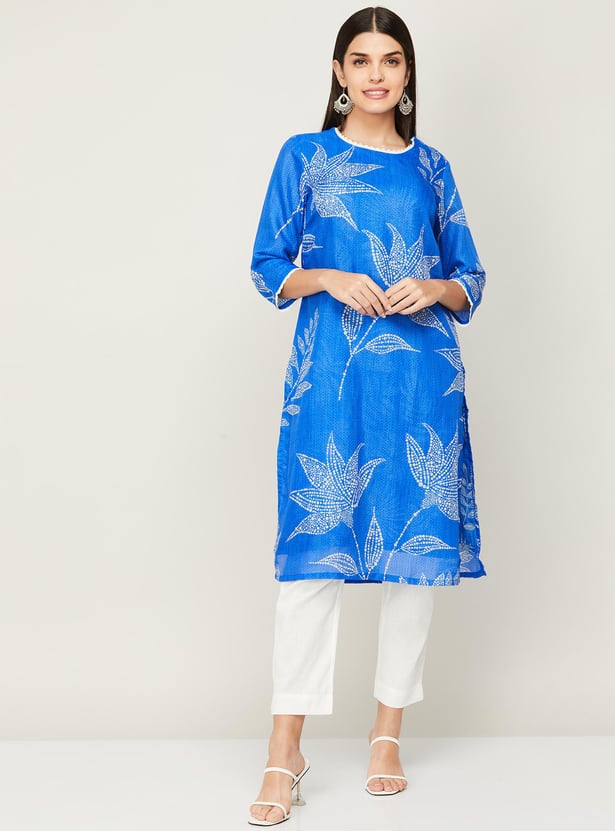 BIBA Women Printed Round Neck Straight Kurta