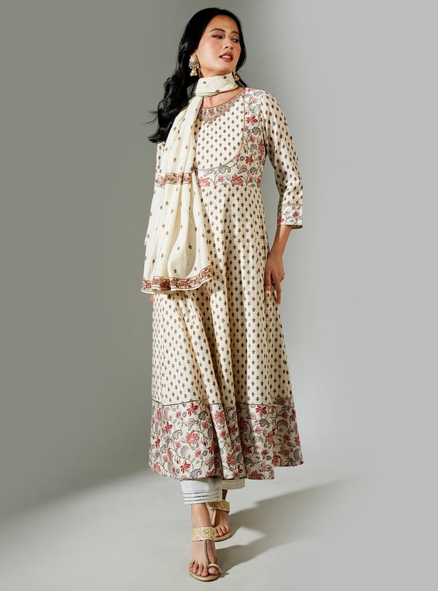 Buy Global Desi Women Embroidered A Line Kurta Set From Global Desi At