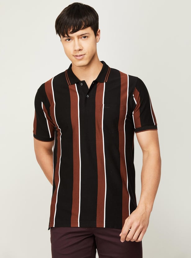 Buy Colorplus Men Striped Half Sleeves Regular Fit Polo T Shirt From Colorplus At Just Inr