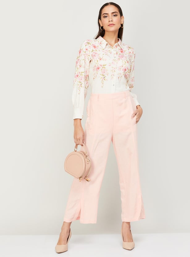CODE Women Solid Regular Fit Trousers