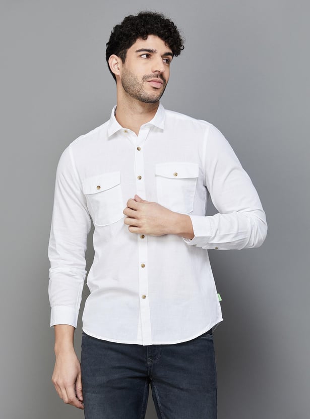 BOSSINI Men Solid Slim Fit Casual Shirt