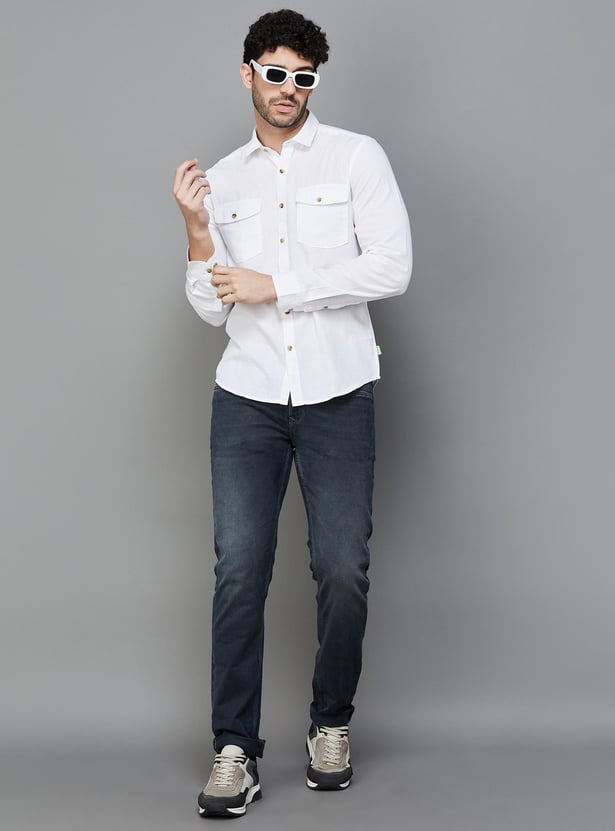 BOSSINI Men Solid Slim Fit Casual Shirt