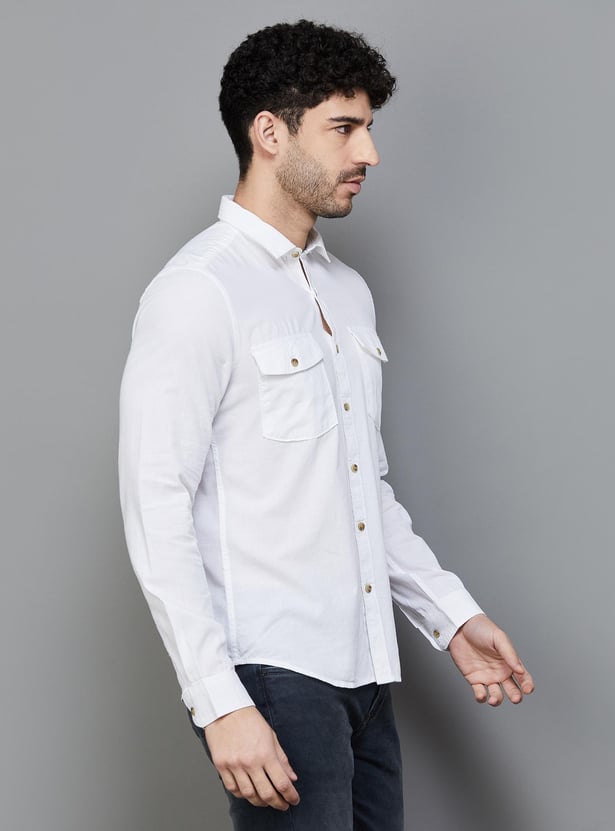BOSSINI Men Solid Slim Fit Casual Shirt