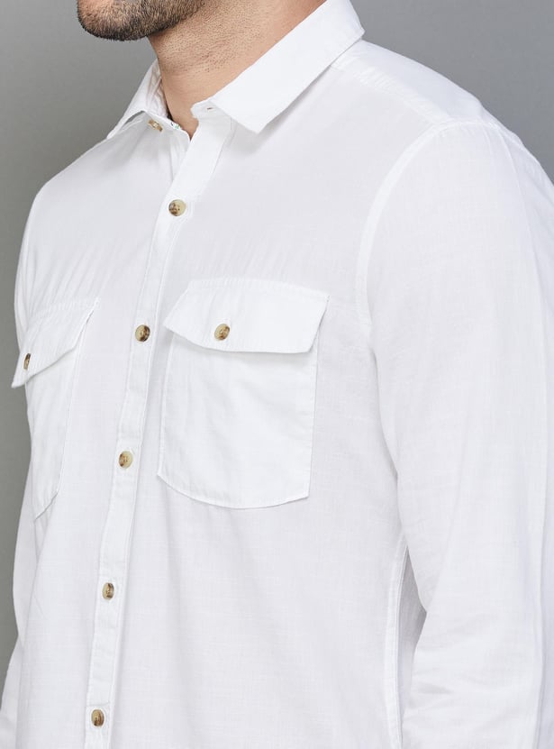 BOSSINI Men Solid Slim Fit Casual Shirt